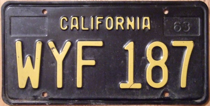 California 1963 license plate